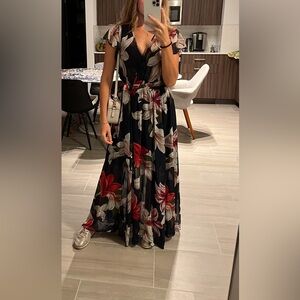 Navy blue flowers dress M